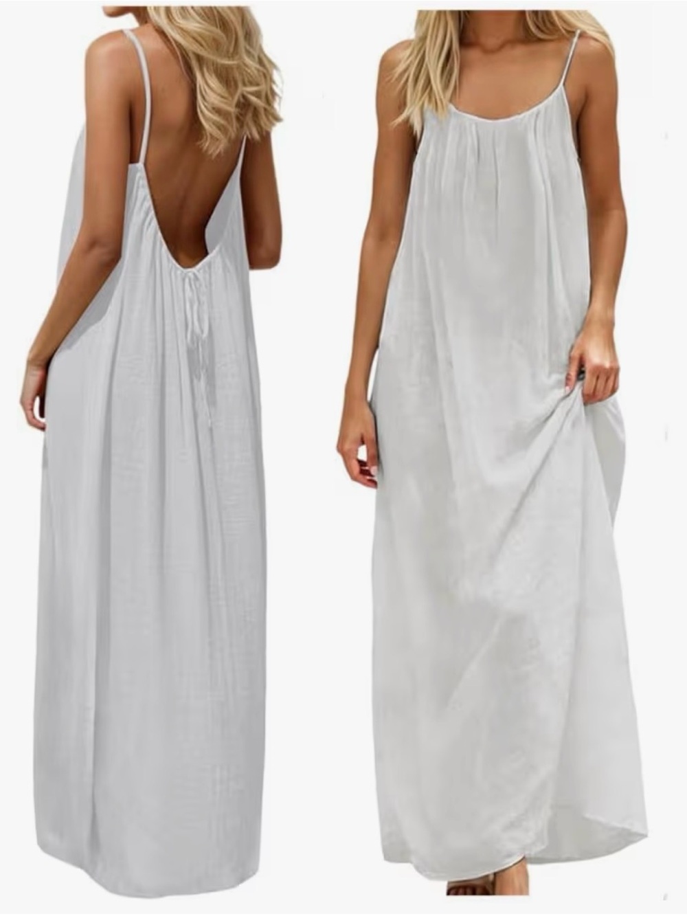 White Spaghetti-Strap Maxi Dress - Women